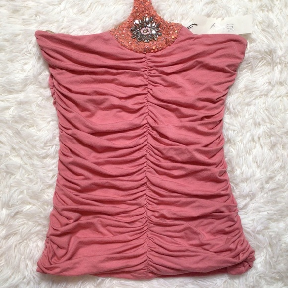 NWT SKY Halter Y2K Stones Ruched Embellished Sequins Girly Sexy Date Romantic M - Picture 6 of 9